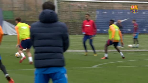 Ansu Fati shows his goalscoring instinct in training
